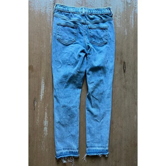 Girls Lite Blue Denim Straight Leg Elastic Waist Jeans Pants | Cat & Jack | 8 - Picture 5 of 7